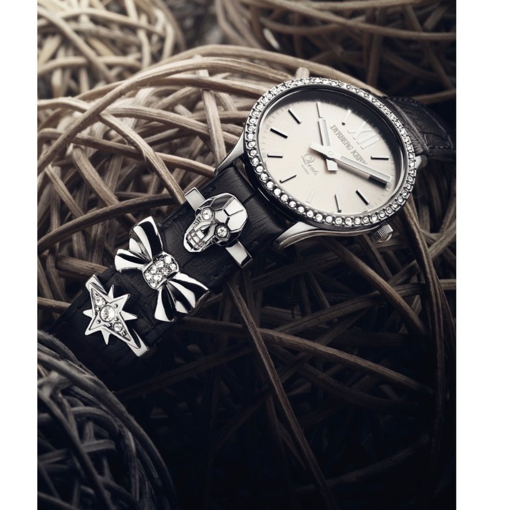 Dyrberg/Kern Emotion watch with removable charms and silver sunray face